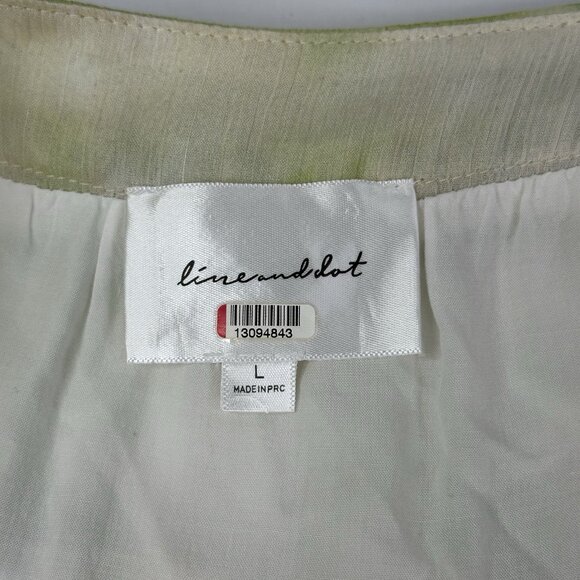 Line & Dot Women's Green Chiffon Tiered Square Neck Luxury Palm Maxi Dress L/C37 - Picture 5 of 16